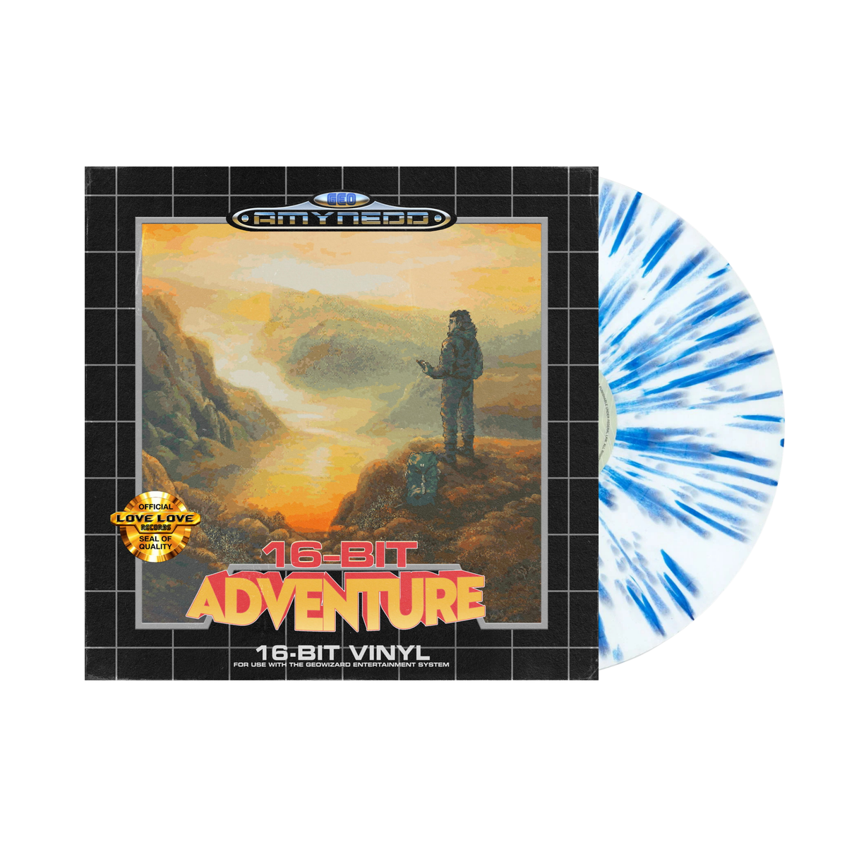 Amynedd - 16-Bit Adventure (GeoWizard Soundtrack) LP (Blue & White Splatter Vinyl)