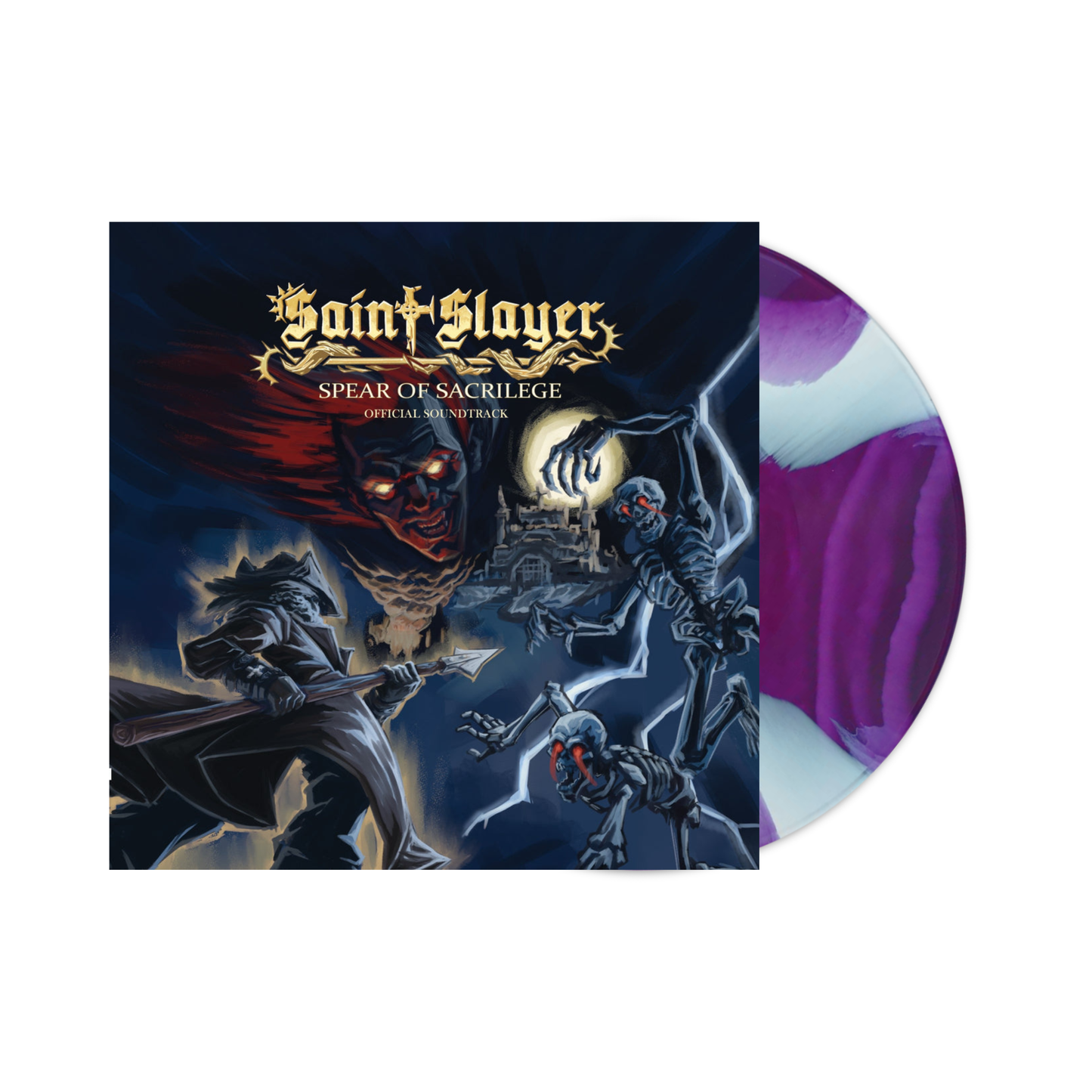 Saint Slayer: Spear Of Sacrilege Soundtrack LP (White Purple Splatter Vinyl)